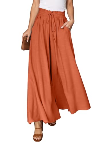 Image of Dokotoo Pants for Women Casual Elastic Waist Wide Leg Pants with Pockets