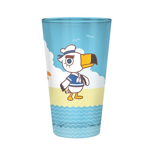 ANIMAL CROSSING - Large Glass - 400ml - 'Beach Characters' - box
