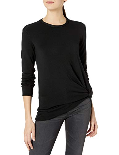 Stateside Women's Fleece Long Sleeve Twist Front Tee, Black, S