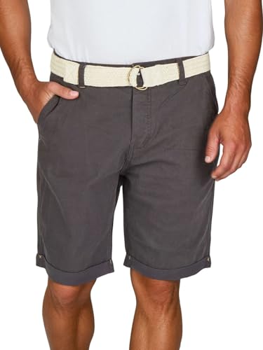 DENIMFY Chino Shorts Herren mit Gürtel Regular Fit DFLio Kurze Hosen Bermuda Shorts Knopfleiste Stretch Beige Grün Blau Grau 31 32 33 34 36 38 40 42