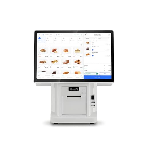 AETEREOS Sistemas POS para Restaurante con Pantalla Táctil de 15,6 Pulgadas - Caja Registradora Todo en Uno para Pequeñas Empresas,8GB de RAM 128GB SSD,con Impresora incorporada de 58mm Single-Screen