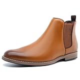 JORDI GIGO Slip On Chelsea Boots For Men - Dress Formal Boots Mens Tan Fashion Ankle Boots LHM08-TAN