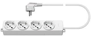 VIMAR 01292.CK.B Presa mobile multipla con 4 uscite SICURY universali, cavo da 2 m, spina grande 2P+T 16 A combinata standard tedesco e francese, bianco