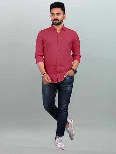Image of Men Regular Fit Solid Spread Collar Casual Shirt