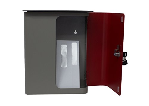 Qualarc Wf-1515 Vista Rectangular Locking Mailbox Gray Body, Door Top, Grey, Red/Black #TOP2