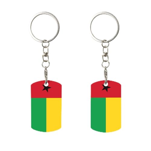 Porte-clés avec clip drapeau de la Guinée-Bissau, porte-clés rectangulaire en métal personnalisé, pour la maison, le bureau et la moto