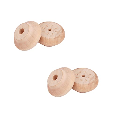 Solid Wood Replacement Legs for Furniture, Round Bun Feet for Enhanced Stability and Style in Kitchen, Living Room, and Office Settings, Set of 4 with Installation Screws