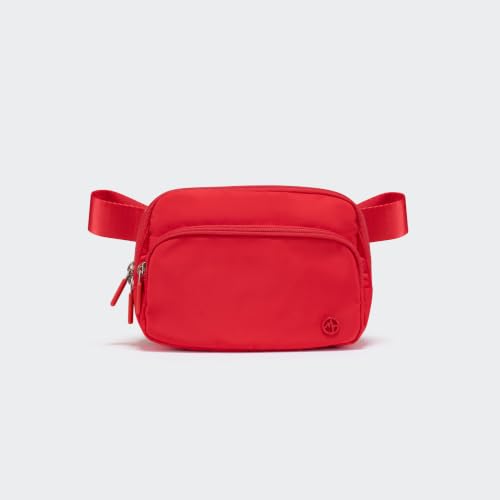Image of Pander Nylon Crossbody Belt Bag with Excess Strap Keepers, 6-Pocket Adjustable Sling Fanny Pack for Travel and Everyday Carry, Red