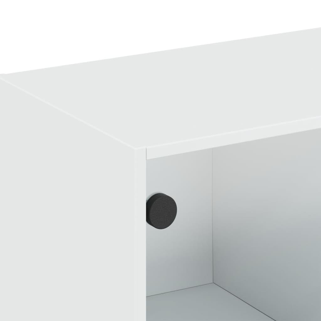 vidaXL Mobile a Muro con Ante in Vetro Bianco 102x37x35 cm