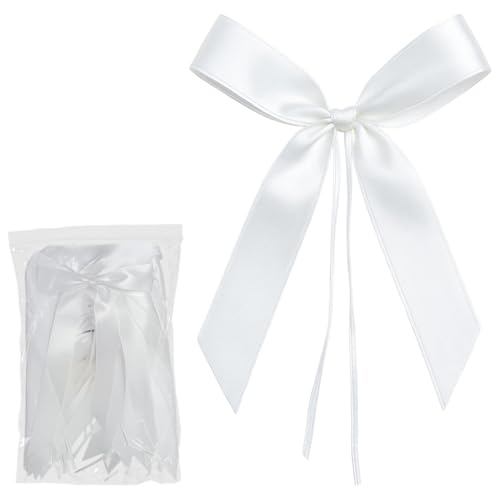 Wcawnlt 50 Pièces Noeud Voiture Mariage Décoration 12 x 22 cm en Organza, Ruban Élégant pour Voiture de Mariage, Décoration Blanche pour Cérémonies, Réceptions...