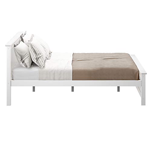Plank+Beam Solid Wood Queen Bed Frame, Platform Bed With Headboard, White #TOP4