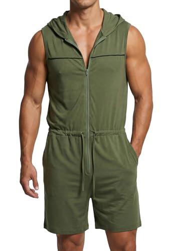 Grenouillère homme verte taille S combinaison pyjama zippée à capuche
