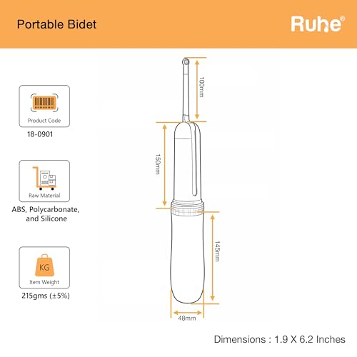 Image of Ruhe Portable Handheld bidet 180 Adjustable | 2 Modes | Travel Friendly 140ML, Electric Bidet Nozzle (White) Battery Operated Bidet Compact Lightweight | Adjustable Speed &Water Spray, 1 Year Warranty