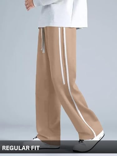 Image of GRECIILOOKS Korean Style Track Pants for Men - Loose Fit Lycra Cargo Joggers | Trendy Gym & Streetwear Bottoms with Utility Pockets (Available in Plus Size)