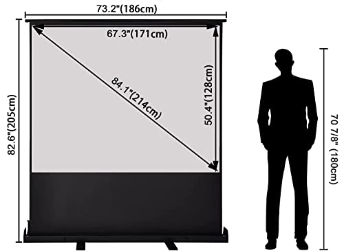 Lesolar 84 In Manual Pull Up Projector Screen 4:3 Grey Fiberglass Curtains 4K Hd Floor Standing Portable And Retractable Video Projection Screens For Indoor Outdoor Home Hotel School Office thumb #1