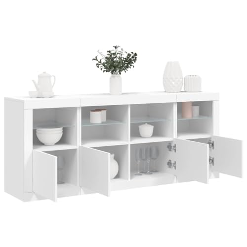 Aparador con Luces LED Blanco de Diseño Minimalista y Superficie Resistente 4