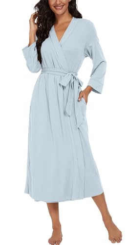Image of VINTATRE Women Robes Long Knit Bathrobe Lightweight Soft Bath Robe with Pockets