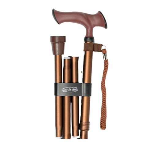 MAS Que AYUDAS – Bastón para Mayores y Adultos Ergo, Plegable y Portátil, Altura Ajustable 84-94 cm, Puño Ergonómico, Bastón para Caminar y Pasear, 320 g, Marrón