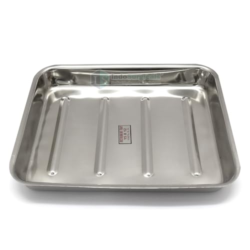Image of IS IndoSurgicals Stainless Steel Instrument Tray with Cover, Deluxe Quality (5, 15 inchX12 inchX2 inch)