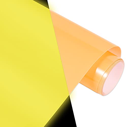 VINYL FROG Heat Transfer Vinyl Roll, Glow in The Dark HTV Iron on Vinyl 10 x 5ft Luminous Fluorescent Heat Press Vinyl for T-Shirts(Orange to Neon Yellow)