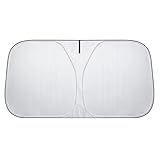 FamGift フロントサンシェード 車用 シェード しがいせんぼうし 折りたたみ カーサンシェード コンパクト 軽量 強力断熱 抗菌 消臭 遮光率99% UVカット コンパクト 収納袋付き(145×80cm)