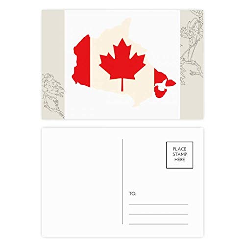 Carte postale fleur drapeau Canada lot de 20 feuille d'érable rouge pour correspondance merci