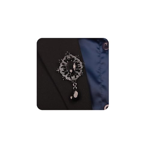 Image of Kercisbeauty Suit Vintage Black Rhinestones Brooch for Men Women Special Occasion Sparkle Teardrop Brooches (Black)