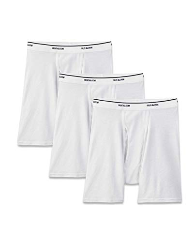 Fruit of the Loom Men`s 3-Pack White Boxer Briefs, FTL-3BB7600, L, White