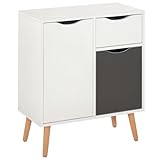 HOMCOM Armario de suelo con cajón para dormitorio, color gris