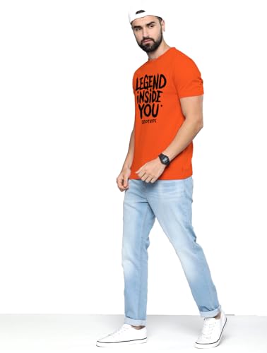 Image of LEOTUDE Men's Regular Fit Half Sleeve Round Neck Cottonblend Tshirt (Color Black)
