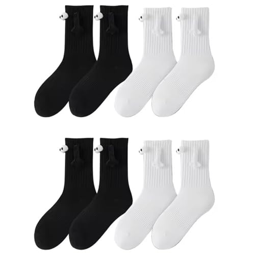 Photo de Queerelele 4 Paires Chaussettes Magnétique,Chaussette Funny Couple Holding hands Socks 3D,Chaussettes Hand in Hand,chaussettes Aimantées pour Femmes,Hommes,Couples,Enfants,Cadeaux Amusants