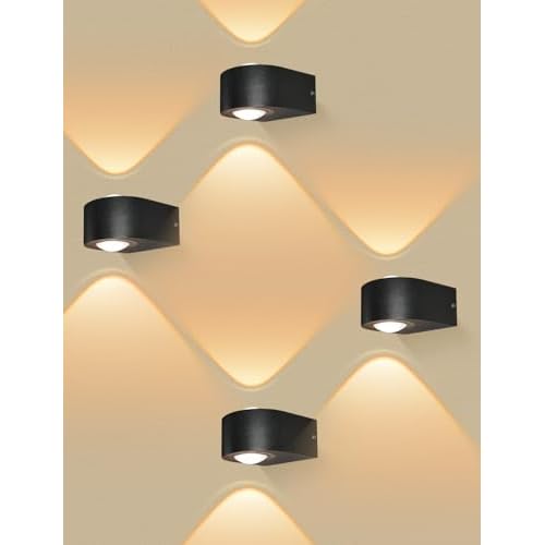 Wall Lights Outdoor 8W, 3000K 705 LM Modern Porch Light, Up Down Lights, Matte Black Waterproof Wall Sconce, Aluminum, Exterior Light Fixture Wall Mou