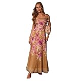 AKSXTNS Spring and Summer new Women's Fashion Print Sexy Suspender Dress for Women(L) Picture Color