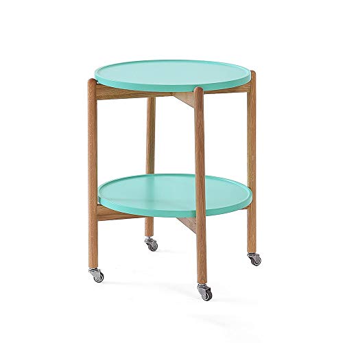 Table d'angle créative nordique en bois vert à roulettes - 2