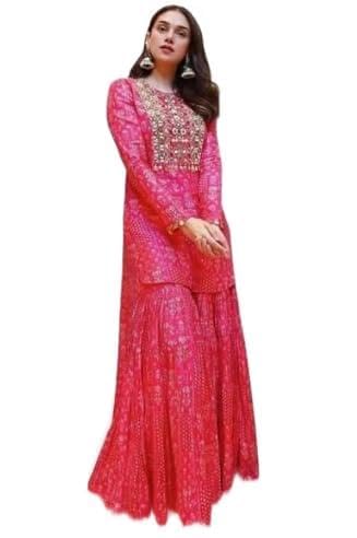 Ropa india para mujer con conjunto de Sharara elegante y Kurti tradicional de fiesta de gala