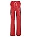 xxxiticat Women's Lace Up PU Leather Pants Chic High Waist Hollow Out Drawstring Bandage Cut Out Faux Leather Trousers(RE,S) Red