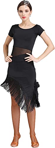 Fisecnoo Vestido De Baile Latino con Flecos para Mujer Trajes De Baile De Salsa De Salón con Pantalones Cortos Ropa De Baile De Práctica De Tango Cha Cha (Color : Black, Size : XL.) Cover