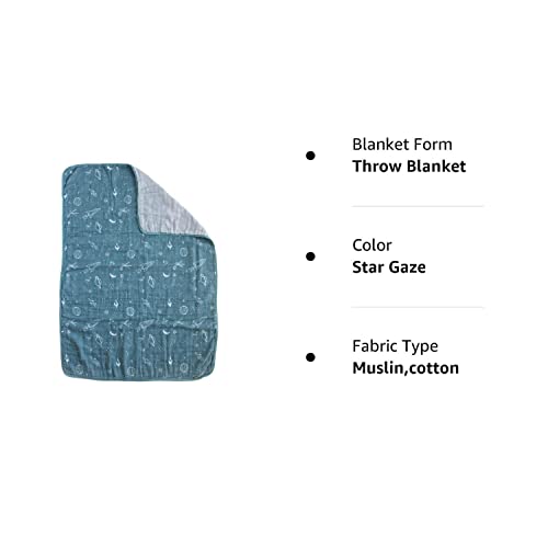 Red Rovr 100% Certified Organic Cotton Muslin Baby Blanket | Multi-Layer Muslin Quilt | Newborn & Toddler | Soft, Lightweight | Nursery, Stroller | Machine Wash | 30" X 40" | Star Gaze #TOP4