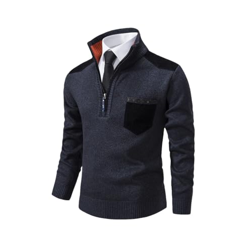 Men's Cashmere Thick Sweater - Korean Half Zipper Stand Collar Winter Outerwear Luxury Pullover