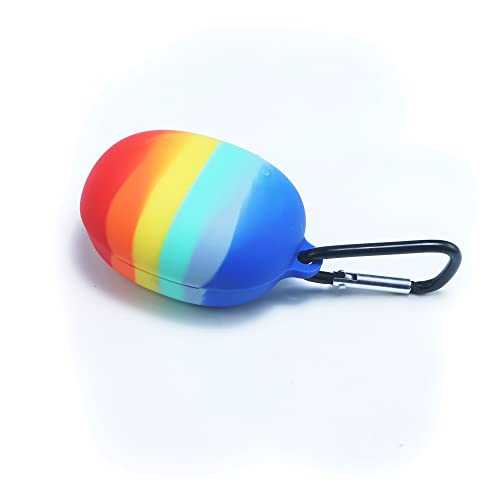 Heropantee realme Buds Q2 Rainbow Case 3D Protective Soft Silicone 360° Full Protection Dust-Proof Shockproof Case Cover with Hook (Cover Only)