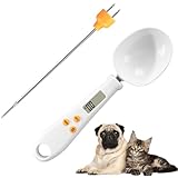 わんにゃんファミリー ペットフード スケール 計量 スプーン デジタル 温度プローブ付き 温度計 高精度 0.1g ペット 犬 猫用 エサ 電子 はかり 秤 餌測定スプーン 水洗い 取り外し可能 テスト用電池付き 500g