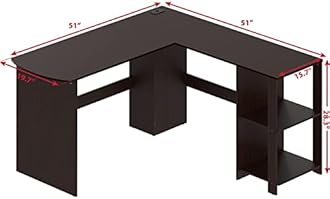 SHW 51 x 51 Inches L-Shaped Home Office Wood Corner Desk wtih Storage, Espresso