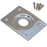 Guitar jack socket plate in chrome Including matching screws Recessed socket