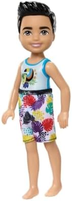 Barbie Chelsea Small Doll Featuring Swimsuit with Toucan & Tropical Leaf Graphic Print, Black Hair & Brown Eyes - 3