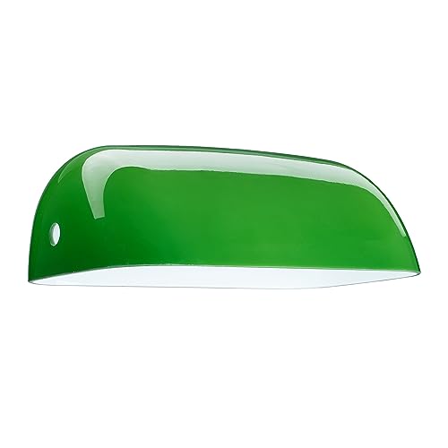 Relaxdays Lamp Shade for the Table Glass, Replacement Lampshade, Banker, Retro Look, HxWxD: 7.5 x 22.5 x 13.5 cm, Green