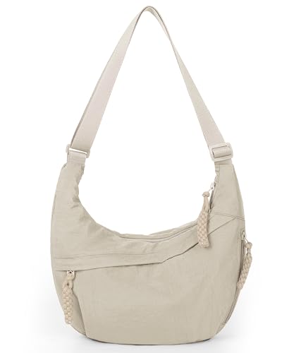 Image of Lushandy Nylon Crescent Crossbody Bags for Women, Medium Slouchy Hobo Crossbody Bag Checkered Purse Luna Bag for Travel