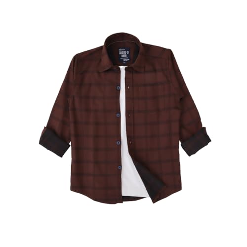 Image of Rocket Science Boy's Casual Regular-Fit Cotton Checked Long Sleeves Shirt.