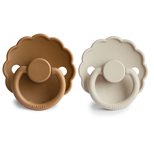Image of FRIGG Daisy SilkySoft Silicone Baby Pacifier | Made in Denmark | BPA-Free (Cappuccino /Cream, 0-6 Months)