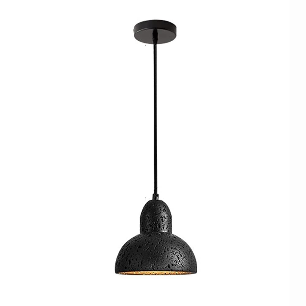 SYAXVOM Elegant Black Travertine Pendant Light - Nordic Style E27 Socket Chandelier for Kitchen Island and Dining Areas