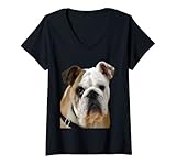 Femme Visage de bouledogue américain avec yeux tristes T-Shirt avec Col en V